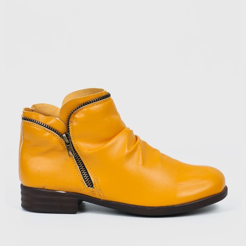 New Trendy Zipper Fold Low Heel Women Boot - Orange image