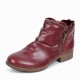 New Trendy Zipper Fold Low Heel Women Boot - Red image