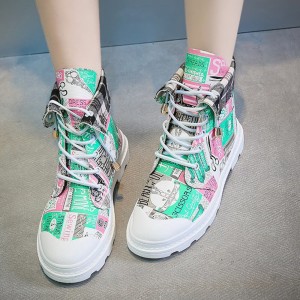 Trendy High Top Lace Up Hip Hop Martin Sneakers - Blue