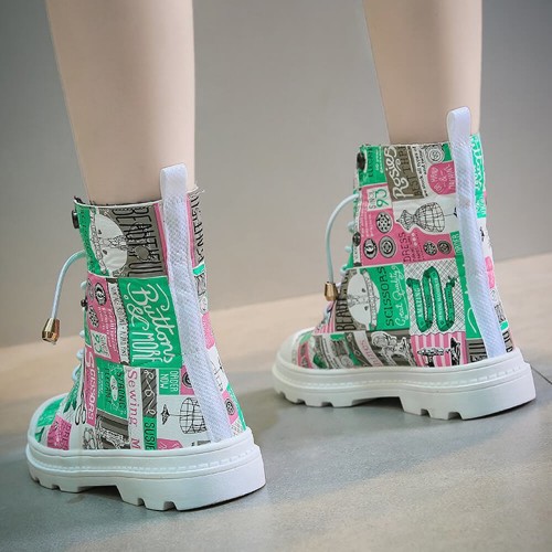 Trendy High Top Lace Up Hip Hop Martin Sneakers - Blue image
