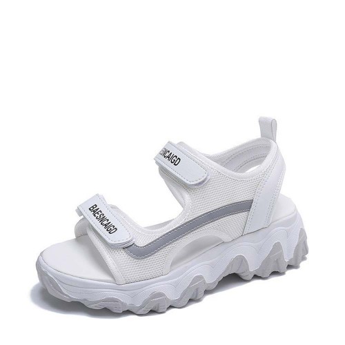 Trendy Chunky Style Velcro Platform Flat Sandal - Grey image