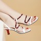 Stylish Open Toe Blink Rhine Stone Belt Buckle Ankle Strap High Heel - Red image