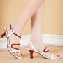 Stylish Open Toe Blink Rhine Stone Belt Buckle Ankle Strap High Heel - Red