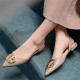 Classic Pointed Close Toe Flat Sandal - Beige image