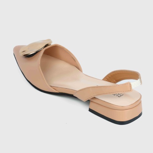 Classic Pointed Close Toe Flat Sandal - Beige image