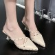 French Fashion Revert Pointed Mid Stiletto Heel Shoes - Beige image