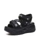 Open Toe Thick Base Platform Velcro Sandals - Black image