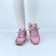 Glitter Sequin Lace Up Casual Sneakers -Pink image