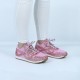 Glitter Sequin Lace Up Casual Sneakers -Pink image