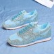 Glitter Sequin Lace Up Casual Sneakers -Light Blue image
