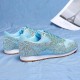 Glitter Sequin Lace Up Casual Sneakers -Light Blue image