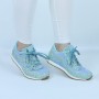 Glitter Sequin Lace Up Casual Sneakers -Light Blue