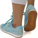 Glitter Sequin Lace Up Casual Sneakers -Light Blue image