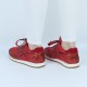 Glitter Sequin Lace Up Casual Sneakers -Red image