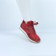 Glitter Sequin Lace Up Casual Sneakers -Red image