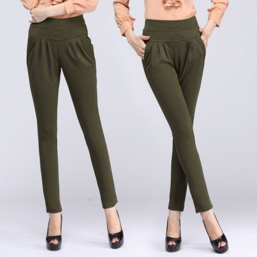 Women Casual Harem Pants Spring and autumn Trousers Real Shot - GREEN image