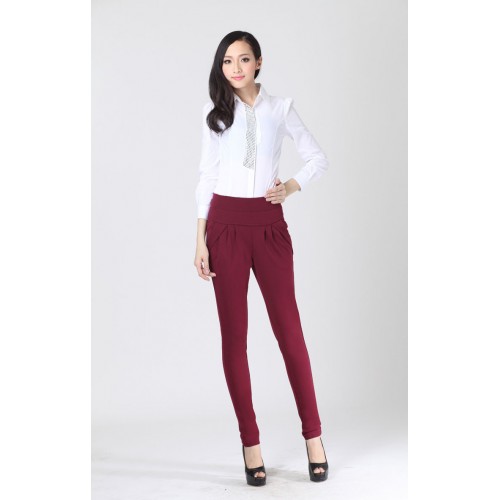 Women Casual Harem Pants Spring and autumn Trousers Real Shot - RED image