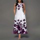 Classic Sleeveless Floral Round Neck High Waist Maxi Dress - White image