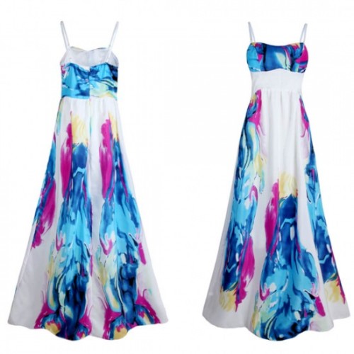 Casual Swing Floral Print Sleeveless Maxi Dress - White image