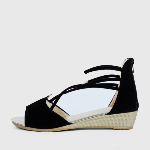 Fashion Comfort Solid Strap Low-heeled Sandals - Black image