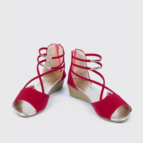 Fashion Comfort Solid Strap Low-heeled Sandals - Red image