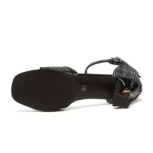 New Fish Mouth European Style Belt Buckle High Heel Sandal - Black image