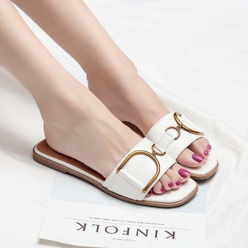  Casual Fashion Flip Flop Casual Flat Slippers - White image
