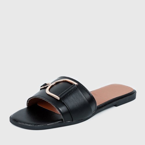 Casual Fashion Flip Flop Casual Flat Slippers - Black image