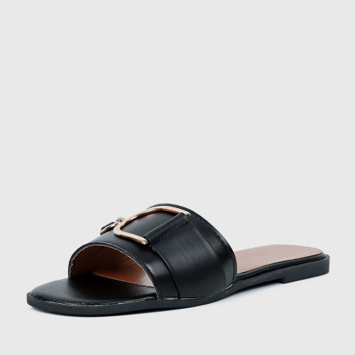 Casual Fashion Flip Flop Casual Flat Slippers - Black image