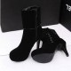 Suede Button Long Hot Style High Heeled Button Boots -Black image