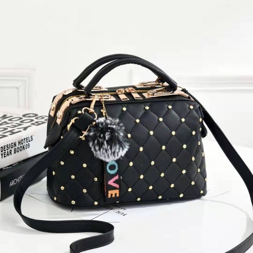 Fashion Rivet Casual Korean Style Women Shoulder Bag - Black image