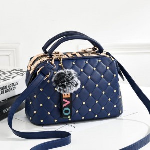 Fashion Rivet Casual Korean Style Women Shoulder Bag - Blue