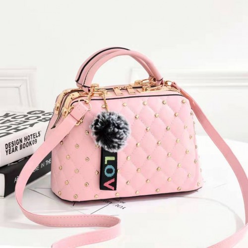 Fashion Rivet Casual Korean Style Women Shoulder Bag - Pink image