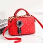 Fashion Rivet Casual Korean Style Women Shoulder Bag - Red