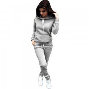 New Sports Wear Two Piece Trendy Hoodie Track Suit-Grey