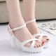 Thick Chunky Heel Buckle Party High Sandals -White image