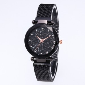 Sky Diamond Printed Magnetic Strap Bracelet Watch-Black