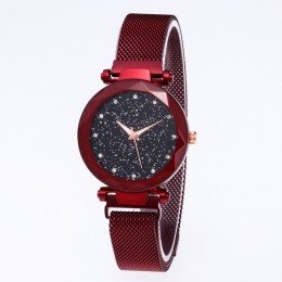 Sky Diamond Printed Magnetic Strap Bracelet Watch-Red