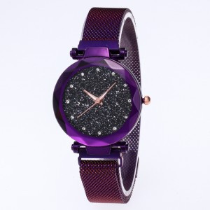 Sky Diamond Printed Magnetic Strap Bracelet Watch-PURPLE