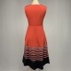 Ruffle Overlay Stripped Borders Printed Sleeveless Midi Dress - Red image