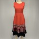 Ruffle Overlay Stripped Borders Printed Sleeveless Midi Dress - Red image