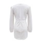 Rivets Patched Stylish V-Neck Pencil Party Dress - White image