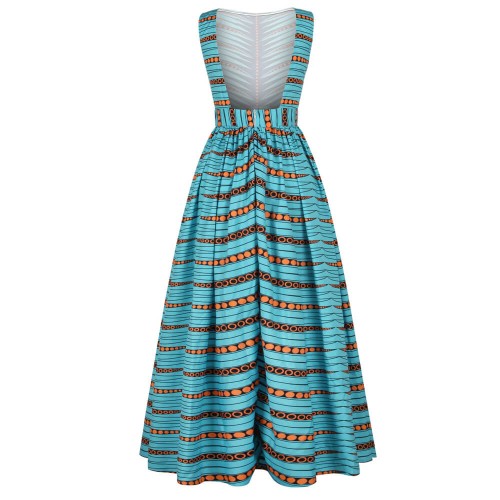 Latest Design Digital Printed Sleeveless Maxi Casual Dress - Green image