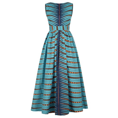 Latest Design Digital Printed Sleeveless Maxi Casual Dress - Green image