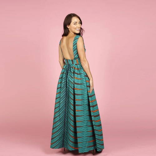 Latest Design Digital Printed Sleeveless Maxi Casual Dress - Green image