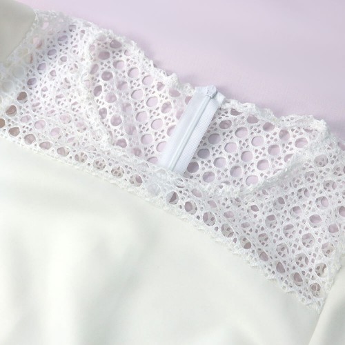 Hot Hollow Round Neck Lantern Sleeves Party Dress - White image