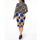 Modish Floral Print Full-sleeve Two Piece Formal Dress - Blue image