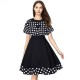 Trendy Two-piece Polka Dot Shawl Midi Skirt Dress - Black image