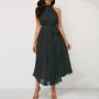 Chiffon Pleated Halter Neck Sleeveless Maxi Dress - Black