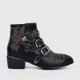 Rivets Decorated Thick Heel Pointed Boots Shoes - Black | image